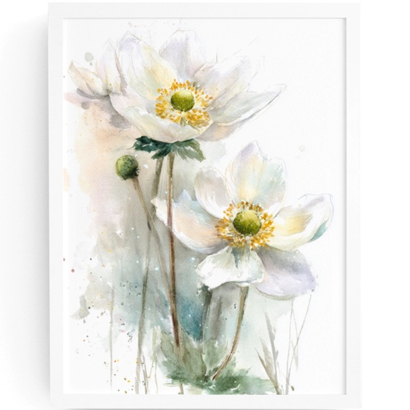 Creative Path Studios Other - Watercolor Anemone Flowers Wall Art Illustration Print Poster Unframed